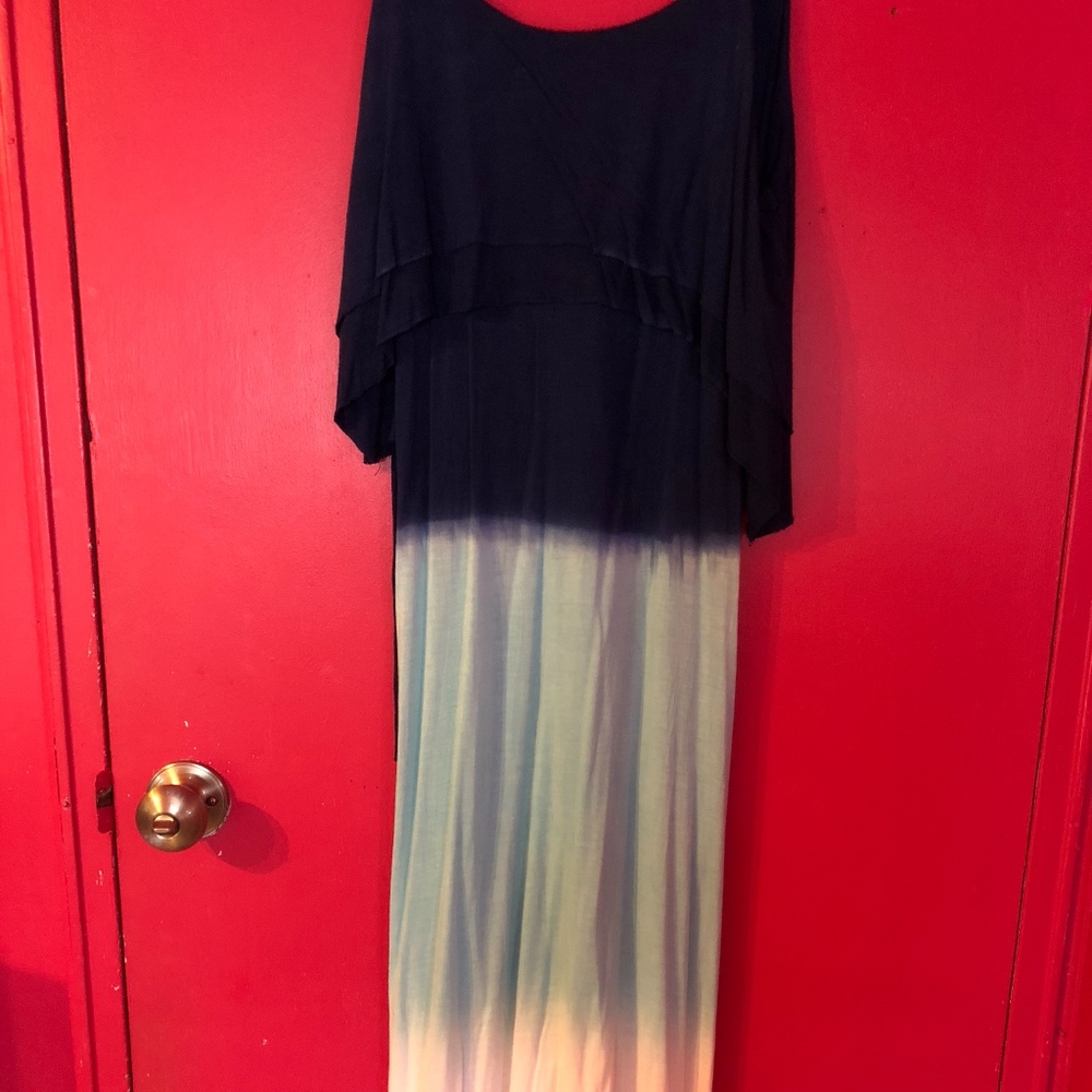 Summer Ombre Navy to White Tank Maxi Dress NWT